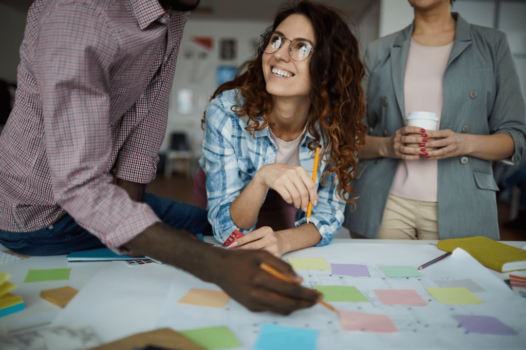 project management professionals discussing and planning a project
