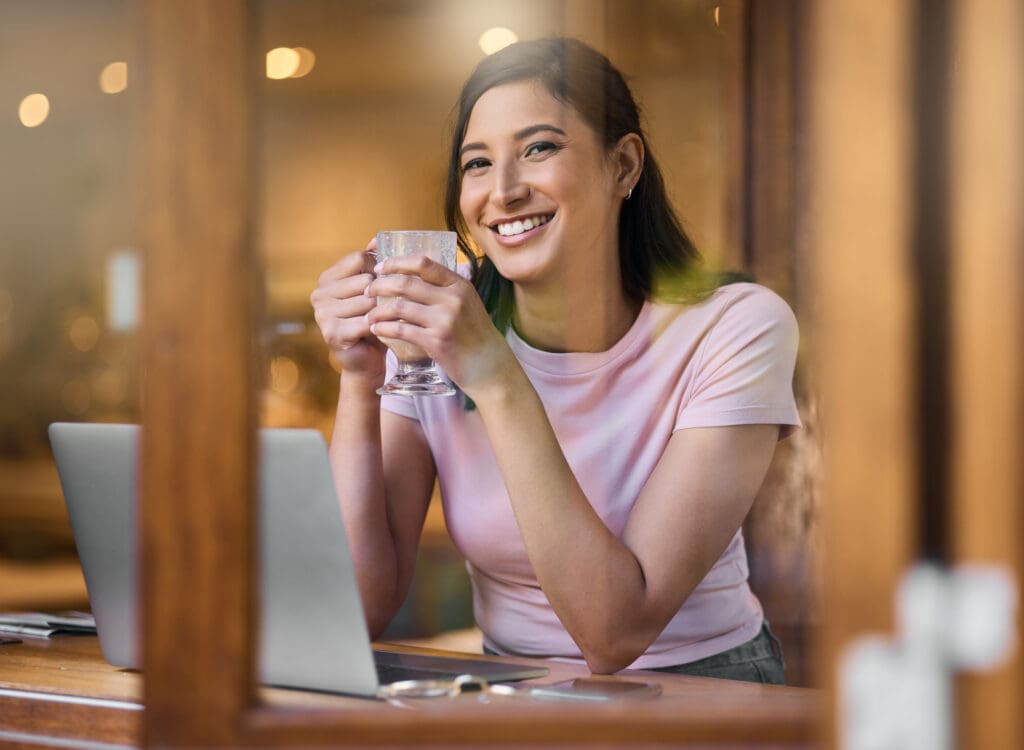 management professional drinking coffee 
