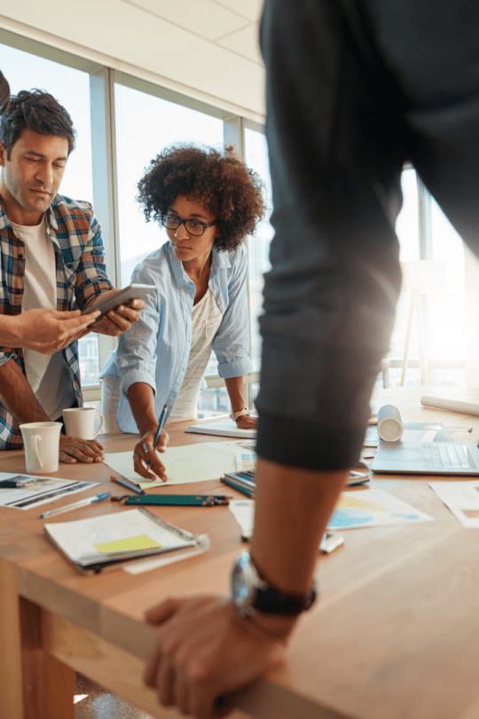 project management professionals working on a project at work