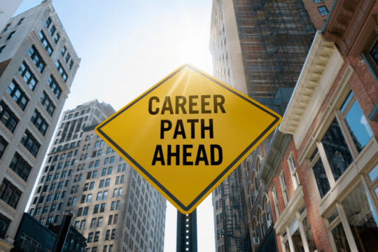 image of a street sign with the words " career path ahead" written on it