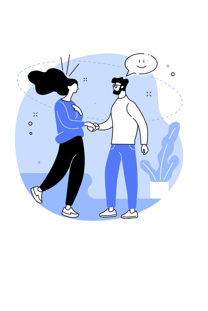 illustration of two colleagues shaking hands 
